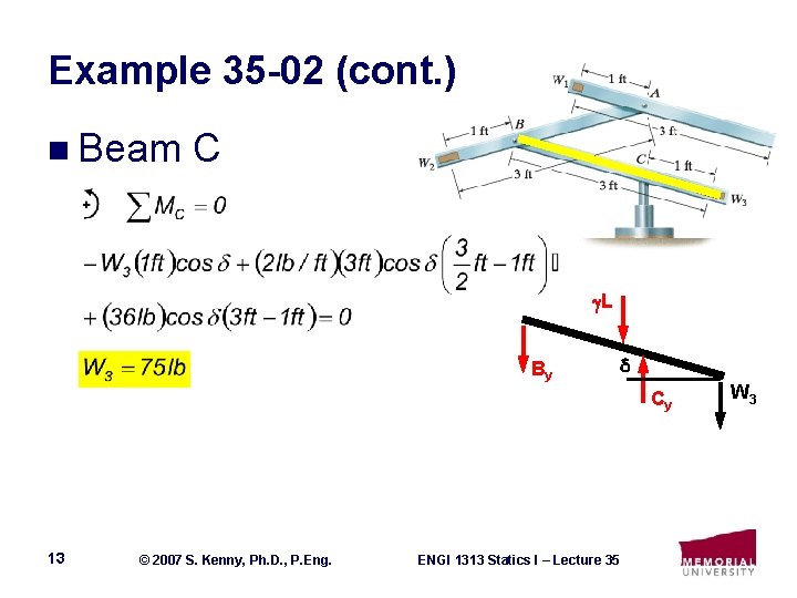 Example 35 -02 (cont. ) n Beam C L By Cy 13 © 2007