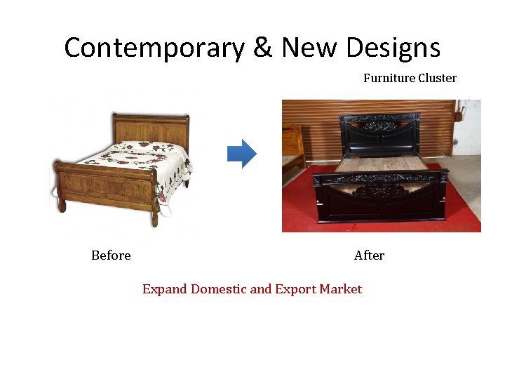 Contemporary & New Designs Furniture Cluster Before After Expand Domestic and Export Market 