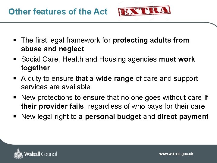 Other features of the Act § The first legal framework for protecting adults from Other features of the Act § The first legal framework for protecting adults from