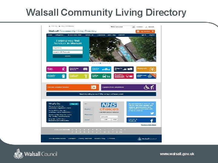Walsall Community Living Directory www. walsall. gov. uk Walsall Community Living Directory www. walsall. gov. uk