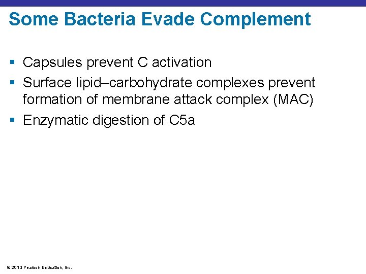 Some Bacteria Evade Complement § Capsules prevent C activation § Surface lipid–carbohydrate complexes prevent