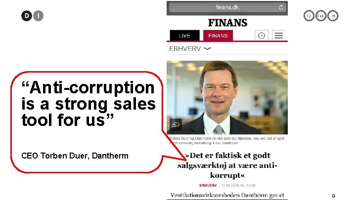 Christine Jøker Lohmann Anti-Corruption 12. Feb. 16 “Anti-corruption is a strong sales tool for