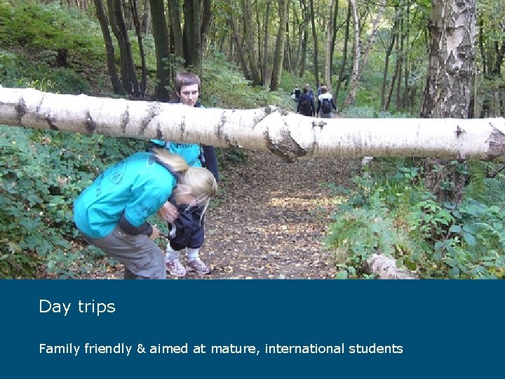 Day trips Family friendly & aimed at mature, international students 