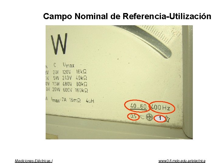 Campo Nominal de Referencia-Utilización 1 Mediciones Eléctricas I www 3. fi. mdp. edu. ar/electrica