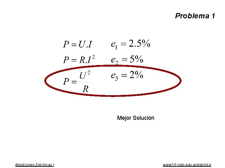 Problema 1 Mejor Solución Mediciones Eléctricas I www 3. fi. mdp. edu. ar/electrica 