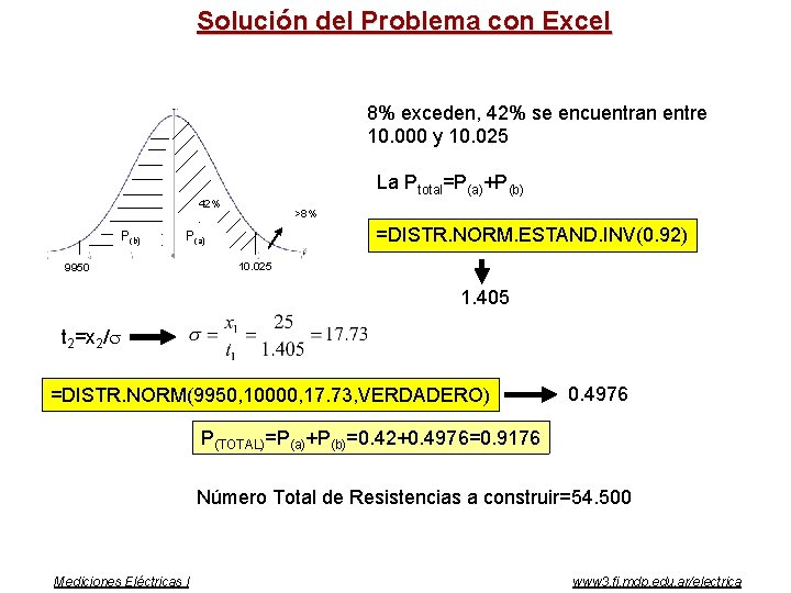 Solución del Problema con Excel 8% exceden, 42% se encuentran entre 10. 000 y