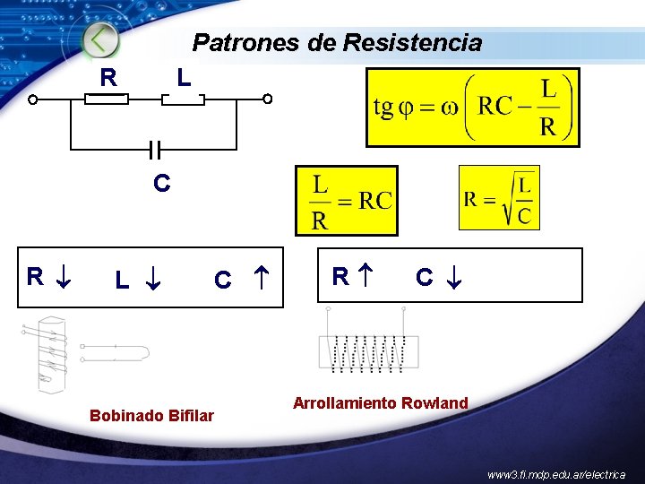 Patrones de Resistencia R L C R L Bobinado Bifilar C R C Arrollamiento