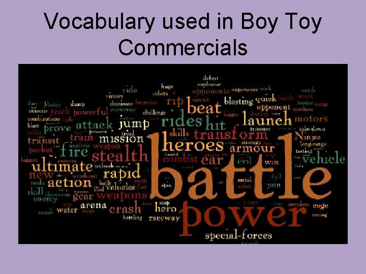 Vocabulary used in Boy Toy Commercials 