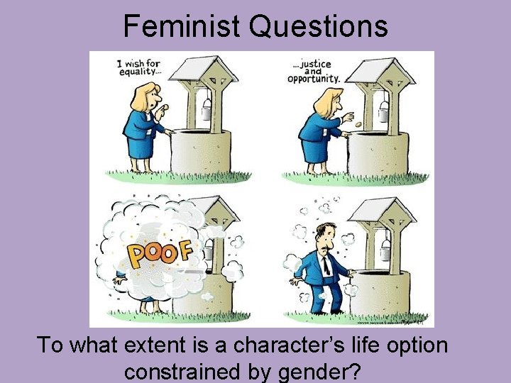 Feminist Questions To what extent is a character’s life option constrained by gender? 