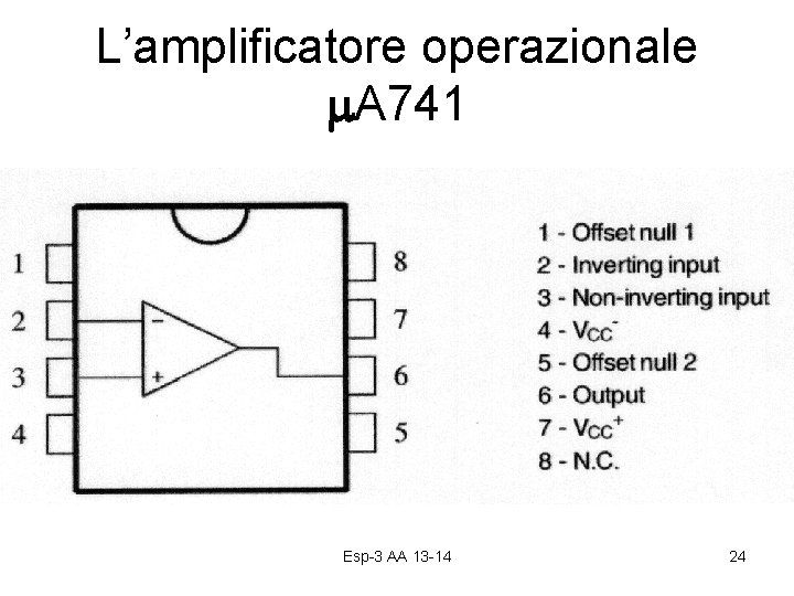 L’amplificatore operazionale m. A 741 Esp-3 AA 13 -14 24 