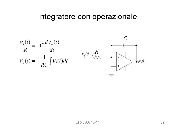 Integratore con operazionale C R Esp-3 AA 13 -14 29 