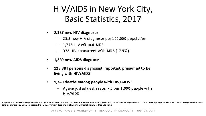 HIV/AIDS in New York City, Basic Statistics, 2017 • 2, 157 new HIV diagnoses