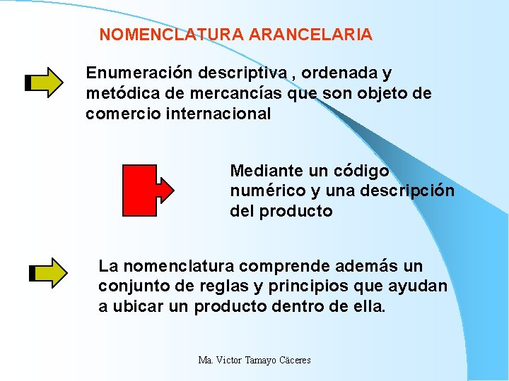 NOMENCLATURA ARANCELARIA Enumeración descriptiva , ordenada y metódica de mercancías que son objeto NOMENCLATURA ARANCELARIA Enumeración descriptiva , ordenada y metódica de mercancías que son objeto