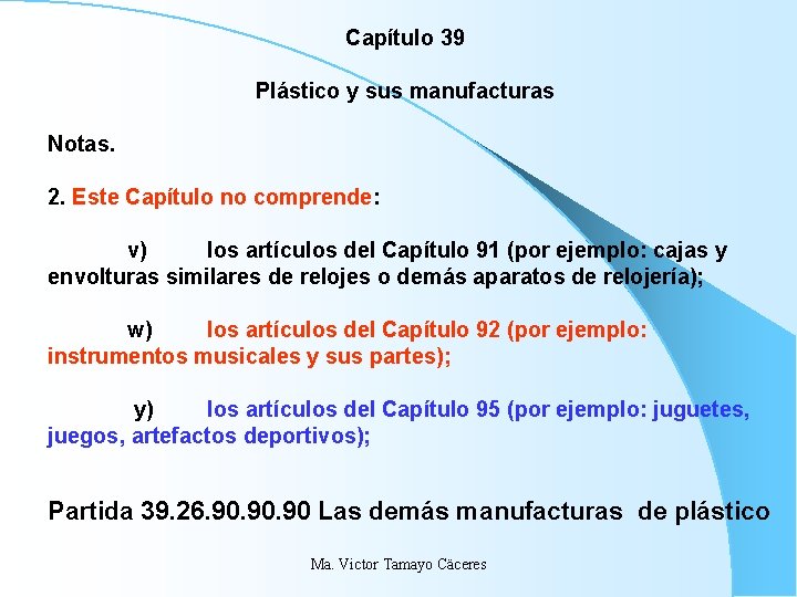 Capítulo 39 Plástico y sus manufacturas Notas. 2. Este Capítulo no comprende: v) los Capítulo 39 Plástico y sus manufacturas Notas. 2. Este Capítulo no comprende: v) los