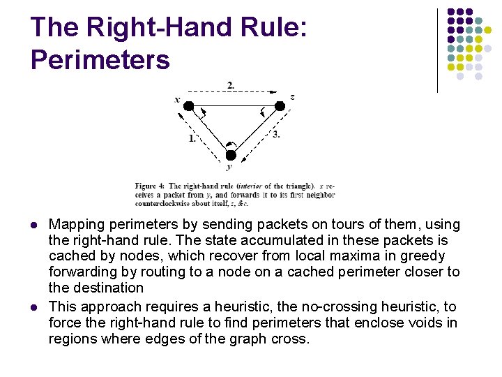 The Right-Hand Rule: Perimeters l l Mapping perimeters by sending packets on tours of