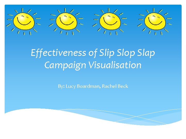 Effectiveness of Slip Slop Slap Campaign Visualisation By: Lucy Boardman, Rachel Beck 