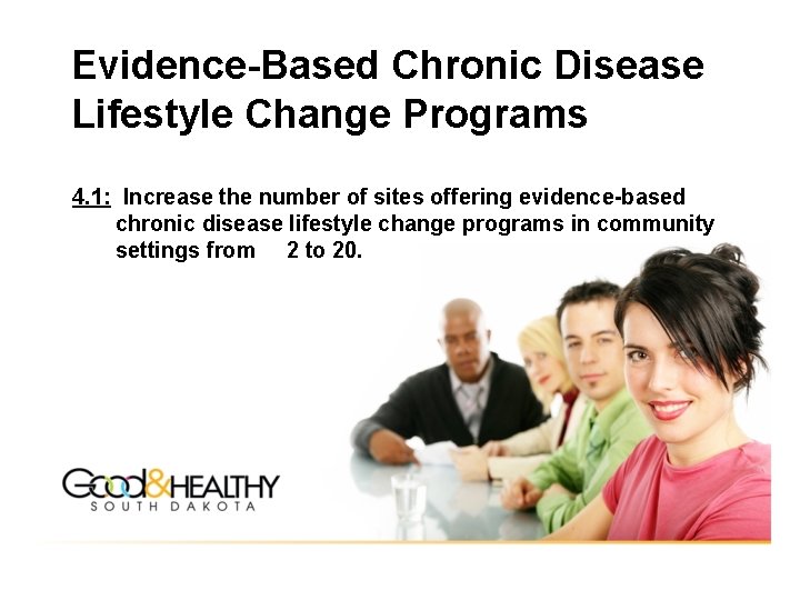 Evidence-Based Chronic Disease Lifestyle Change Programs 4. 1: Increase the number of sites offering