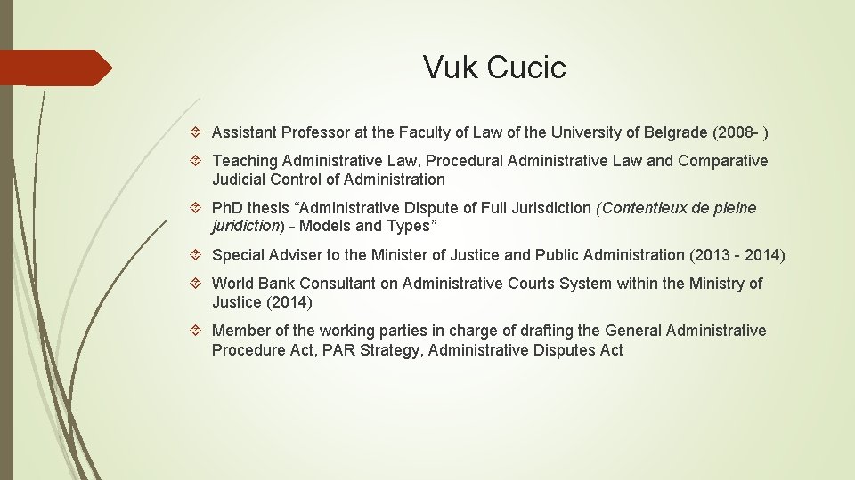 Vuk Cucic Assistant Professor at the Faculty of Law of the University of Belgrade