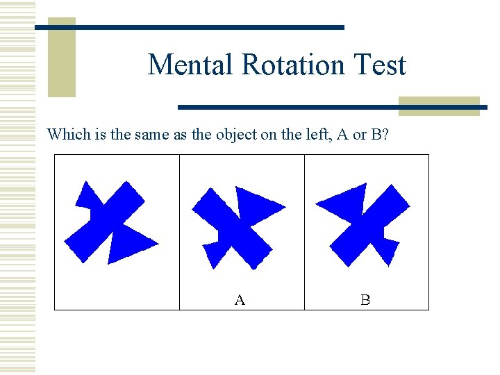 Mental Rotation Test Which is the same as the object on the left, A