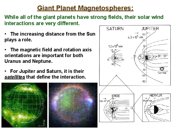 Giant Planet Magnetospheres: While all of the giant planets have strong fields, their solar