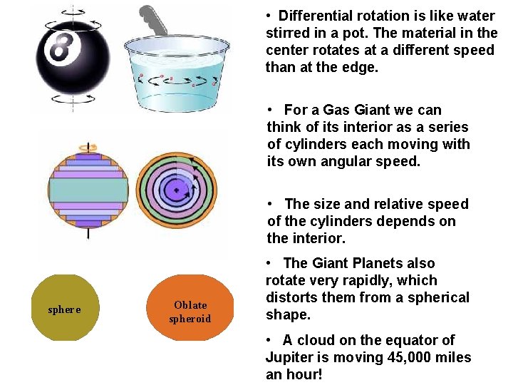  • Differential rotation is like water stirred in a pot. The material in