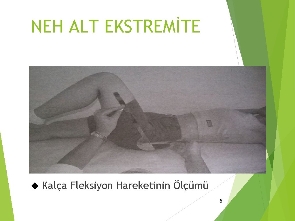 NEH ALT EKSTREMİTE Kalça Fleksiyon Hareketinin Ölçümü 5 