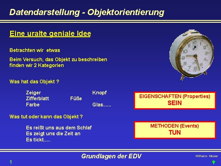 Datendarstellung - Objektorientierung Eine uralte geniale Idee Betrachten wir etwas Beim Versuch, das Objekt