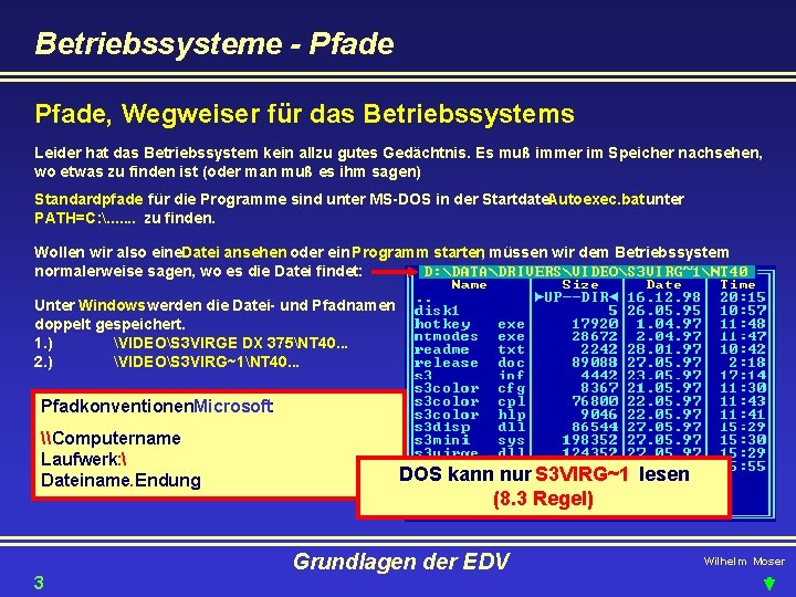 Betriebssysteme - Pfade, Wegweiser für das Betriebssystems Leider hat das Betriebssystem kein allzu gutes