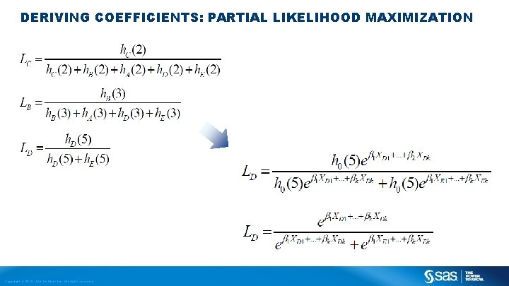 DERIVING COEFFICIENTS: PARTIAL LIKELIHOOD MAXIMIZATION Copyright © 2013, SAS Institute Inc. All rights reserved.