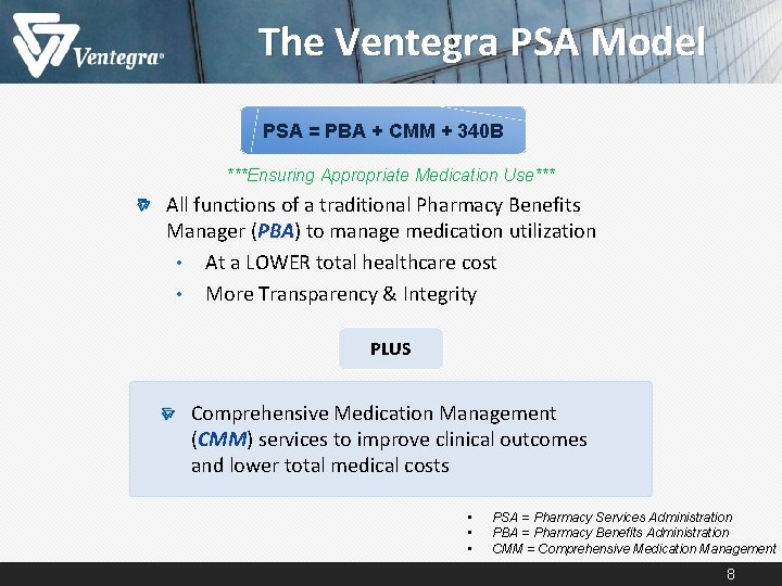 The Ventegra PSA Model PSA = PBA + CMM + 340 B ***Ensuring Appropriate The Ventegra PSA Model PSA = PBA + CMM + 340 B ***Ensuring Appropriate