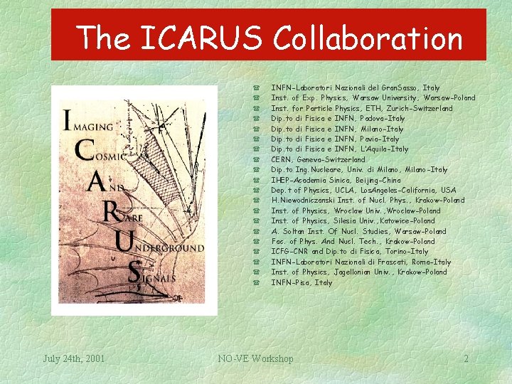 The ICARUS Collaboration ( ( ( ( ( July 24 th, 2001 INFN-Laboratori Nazionali