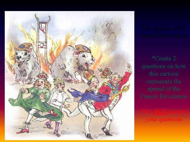 The Spread of the French Revolution *Create 2 questions on how this cartoon represents