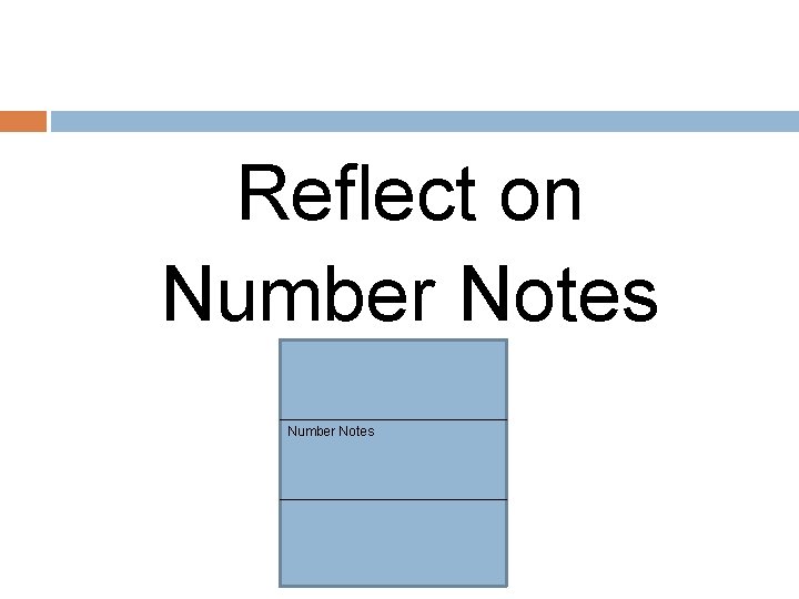 Reflect on Number Notes 