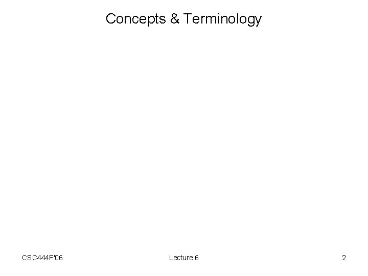 Concepts & Terminology CSC 444 F'06 Lecture 6 2 