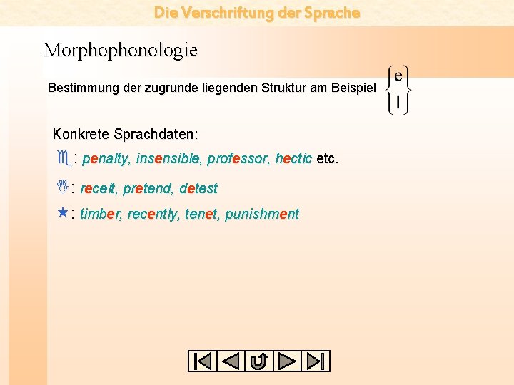 Die Verschriftung der Sprache Morphophonologie Bestimmung der zugrunde liegenden Struktur am Beispiel Konkrete Sprachdaten: