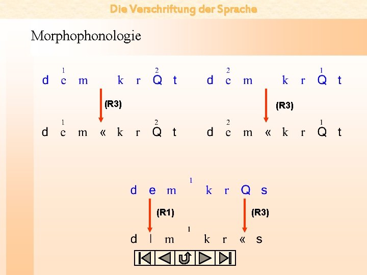 Die Verschriftung der Sprache Morphophonologie (R 3) (R 1) (R 3) 