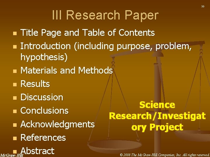 33 III Research Paper Title Page and Table of Contents n Introduction (including purpose, 33 III Research Paper Title Page and Table of Contents n Introduction (including purpose,