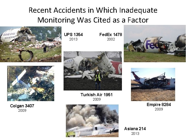 Recent Accidents in Which Inadequate Monitoring Was Cited as a Factor UPS 1354 Fed. Recent Accidents in Which Inadequate Monitoring Was Cited as a Factor UPS 1354 Fed.