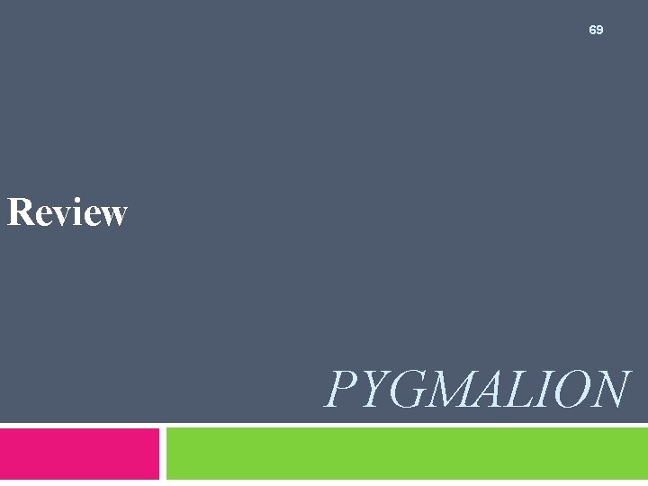 69 Review PYGMALION 