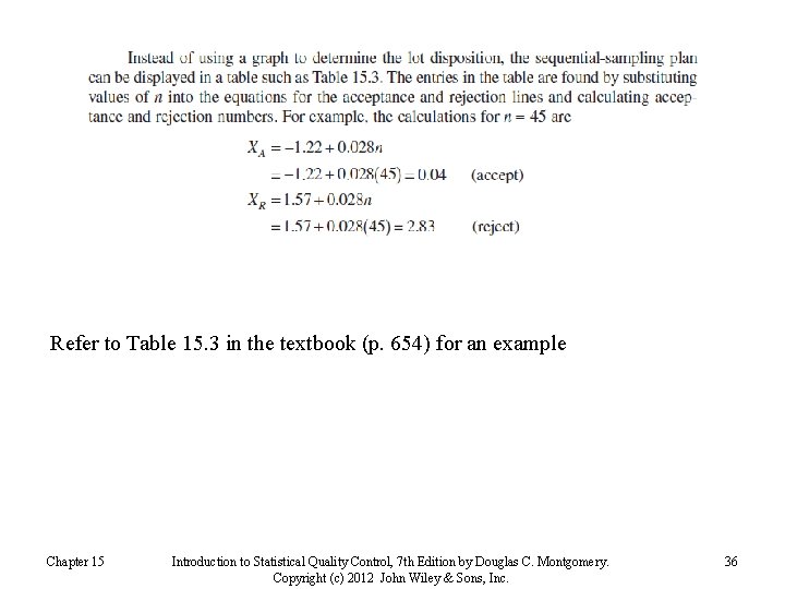 Refer to Table 15. 3 in the textbook (p. 654) for an example Chapter