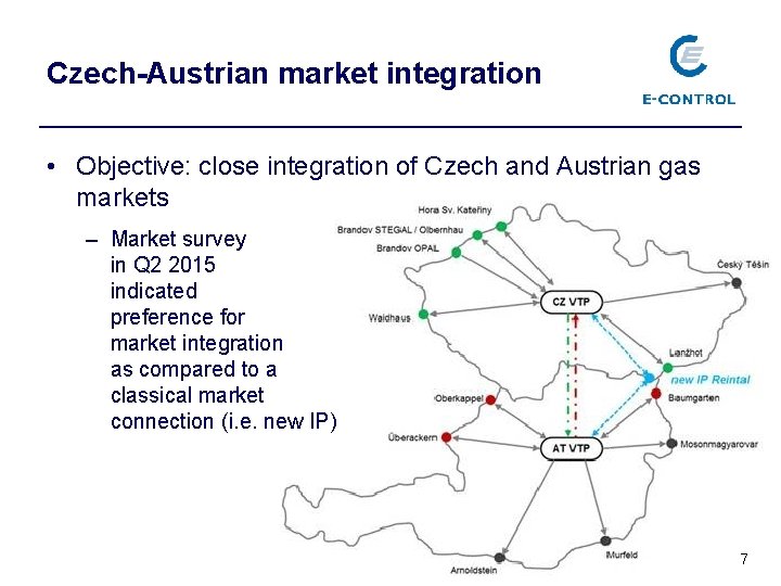 Czech-Austrian market integration • Objective: close integration of Czech and Austrian gas markets –