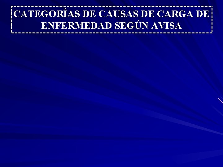 CATEGORÍAS DE CAUSAS DE CARGA DE ENFERMEDAD SEGÚN AVISA 