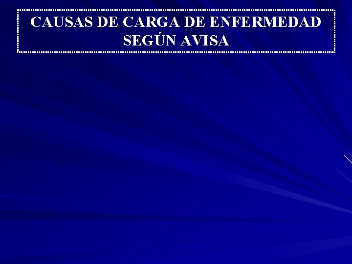 CAUSAS DE CARGA DE ENFERMEDAD SEGÚN AVISA 