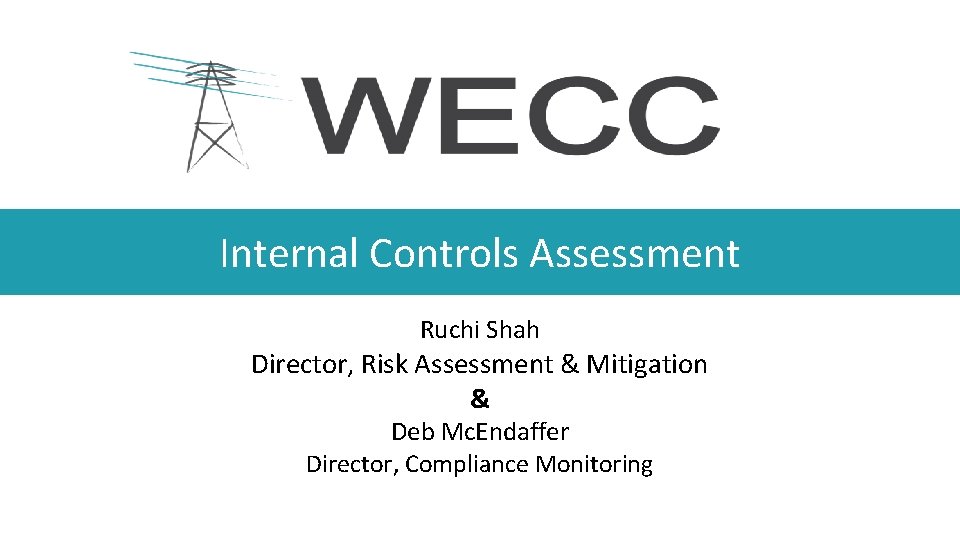 Internal Controls Assessment Ruchi Shah Director, Risk Assessment & Mitigation & Deb Mc. Endaffer