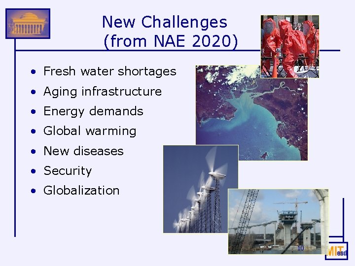 New Challenges (from NAE 2020) • Fresh water shortages • Aging infrastructure • Energy