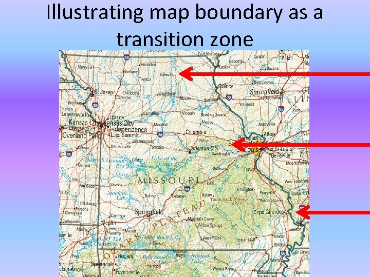 Illustrating map boundary as a transition zone 