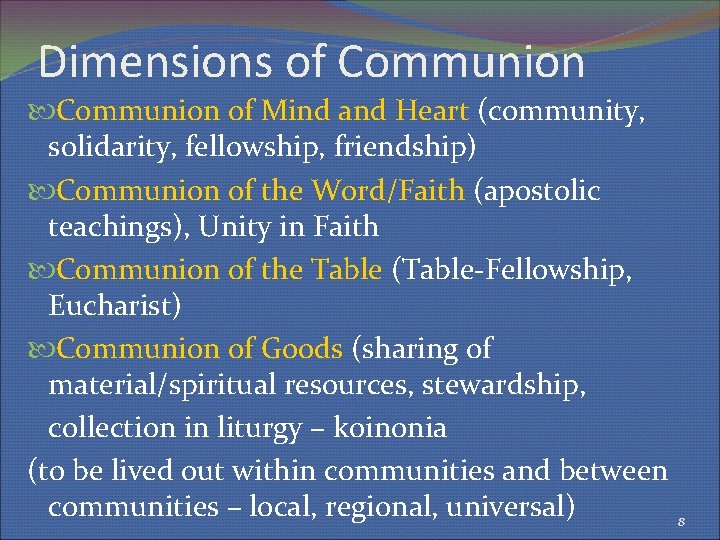 Unity Communion Parish Communion of Communities Forming BECs as Agents
