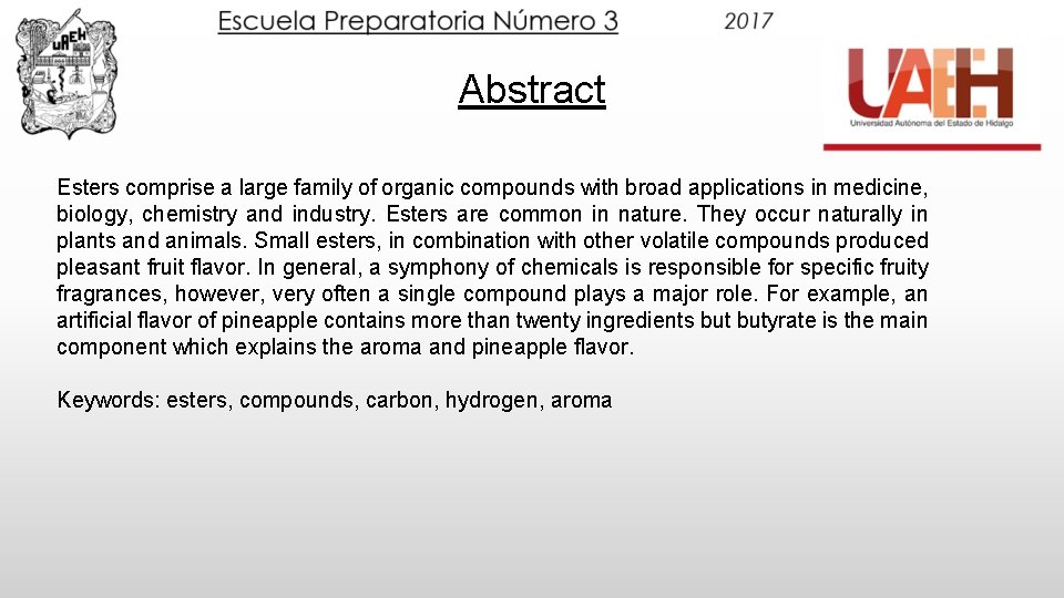 Abstract Esters comprise a large family of organic compounds with broad applications in medicine,