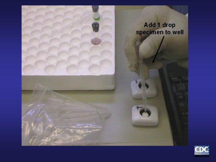 Add 1 drop specimen to well Add 1 drop specimen to well