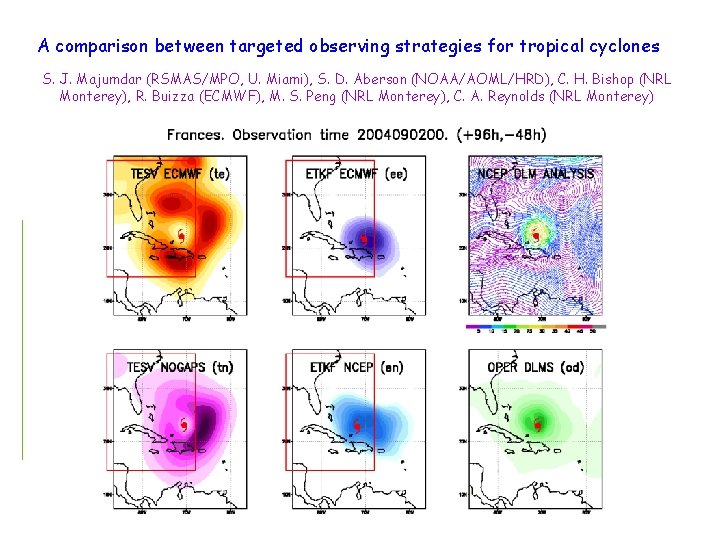 A comparison between targeted observing strategies for tropical cyclones S. J. Majumdar (RSMAS/MPO, U. A comparison between targeted observing strategies for tropical cyclones S. J. Majumdar (RSMAS/MPO, U.